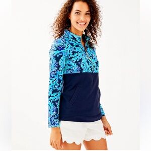 Lilly Pulitzer Asher Popover in the In Too Deep print blue navy size XS
